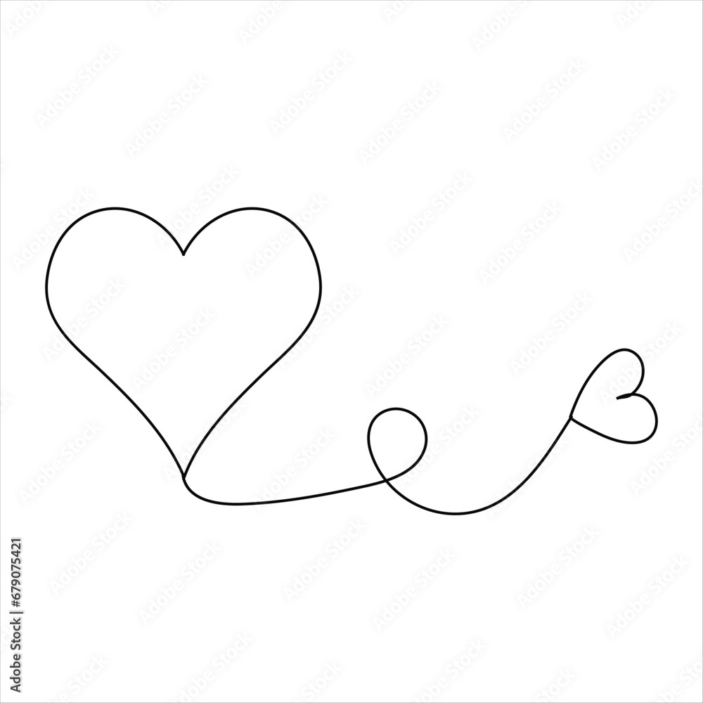 Continuous one line art drawing heart shape vector illustration of minimalist outline love concept Continuous one line art drawing heart shape vector illustration of minimalist outline love concept