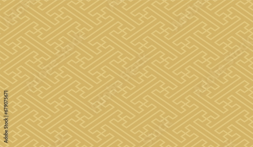 紗綾形のシームレスパターン背景、日本の伝統的紋様、金色