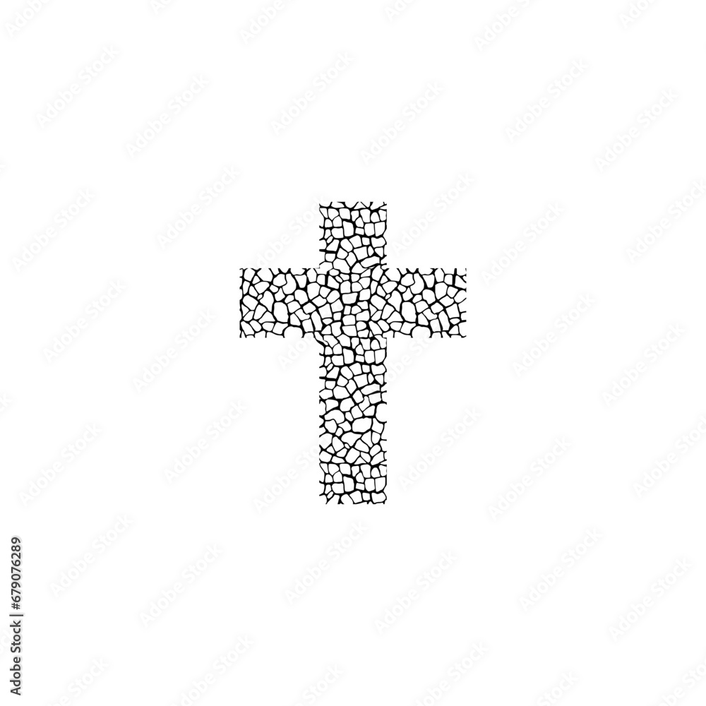 Fototapeta premium Christian cross with abstract texture. Religion concept illustration isolated on white background