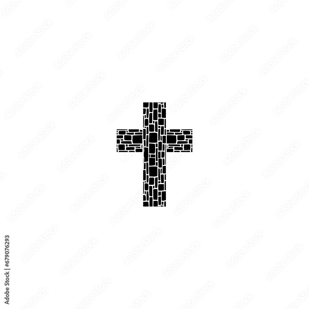 Obraz premium Christian cross with abstract texture. Religion concept illustration isolated on white background
