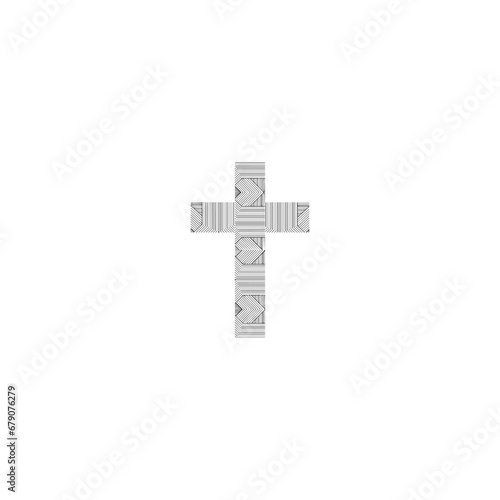 Christian cross with abstract texture. Religion concept illustration isolated on white background