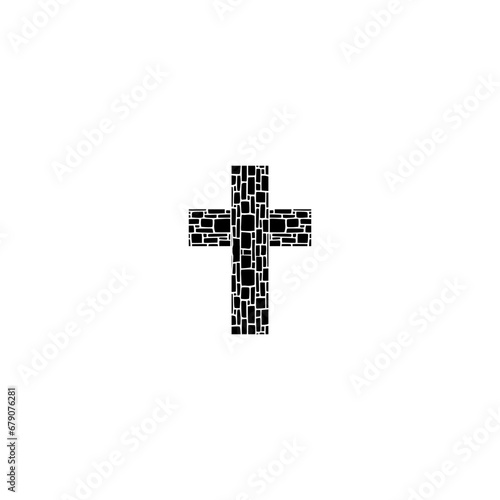 Christian cross with abstract texture. Religion concept illustration isolated on white background