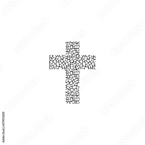 Christian cross with abstract texture. Religion concept illustration isolated on white background