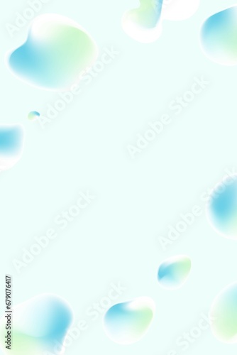 freeform aqua drops on light green background