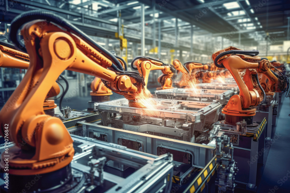 A computer-controlled robotic arm in an industrial setting, demonstrating the integration of advanced technology in transportation and construction A computer-controlled robotic arm in an industrial setting, demonstrating the integration of advanced technology in transportation and construction