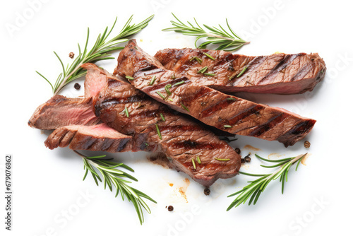 An isolated piece of raw sirloin steak, showcasing the quality of the meat.