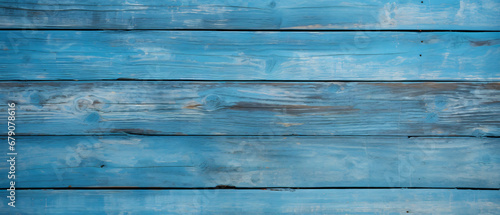 Wooden Weathered Floor Painted Blue Background