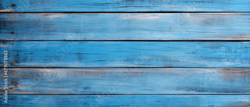 Wooden Weathered Floor Painted Blue Background
