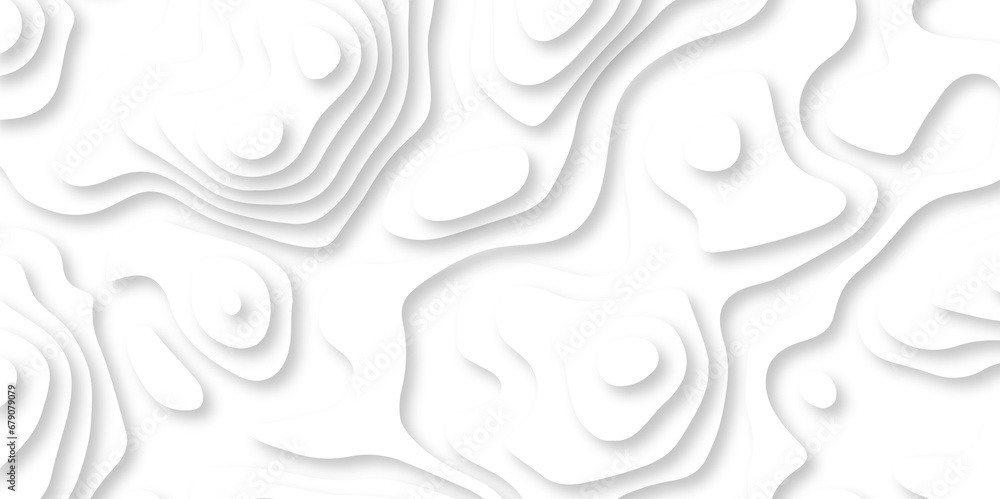 Seamless abstract white papercutbackground 3d realistic design use for ads banner and advertising print design vector. 3d topography relief. Vector topographic illustration.