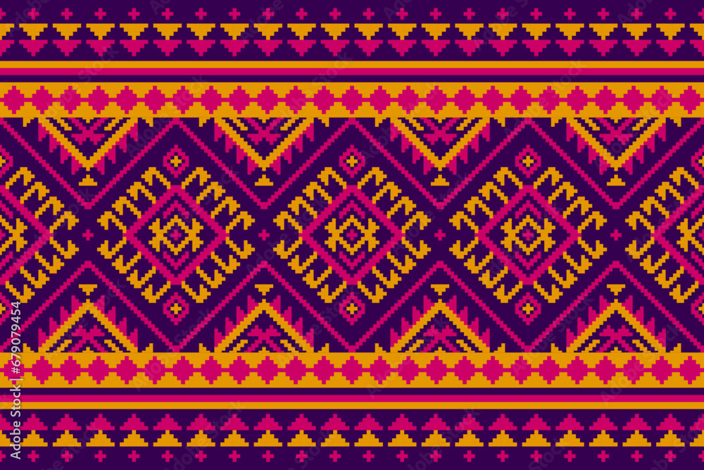 Carpet tribal pattern art. Geometric ethnic seamless pattern traditional. American, Mexican style. Design for background, illustration, fabric, clothing, carpet, rug, textile, batik, embroidery.