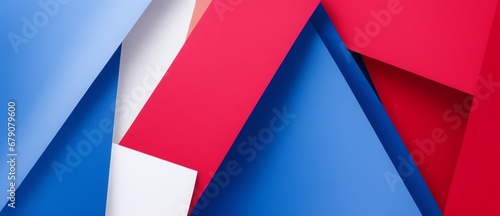 Abstract geometric shades of red and bluecolored papers texture background from Generative AI photo
