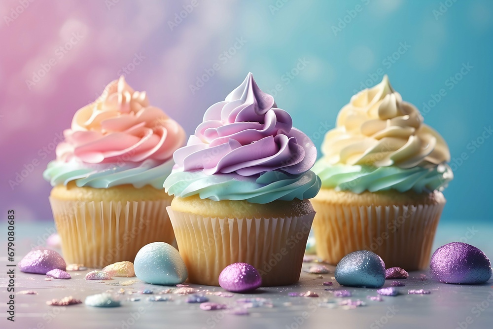 cupcakes with pastel color icing cupcakes with pastel color icing