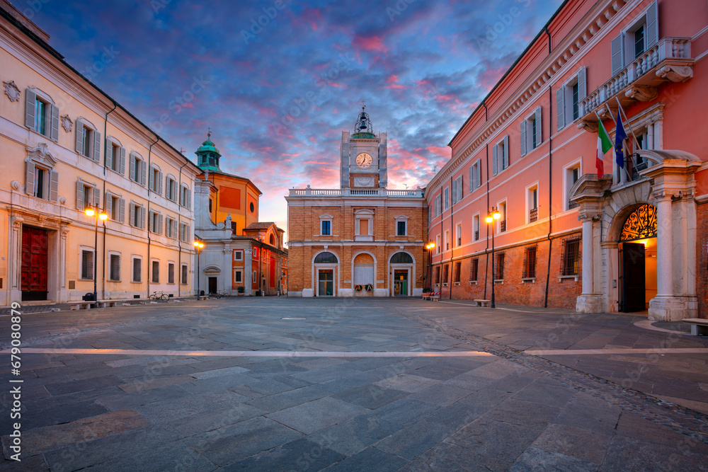 Ravenna, Italy. Cityscape image of old town Ravenna, Italy at beautiful autumn sunrise.