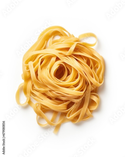 A pile of pasta on a white surface. Generative AI.