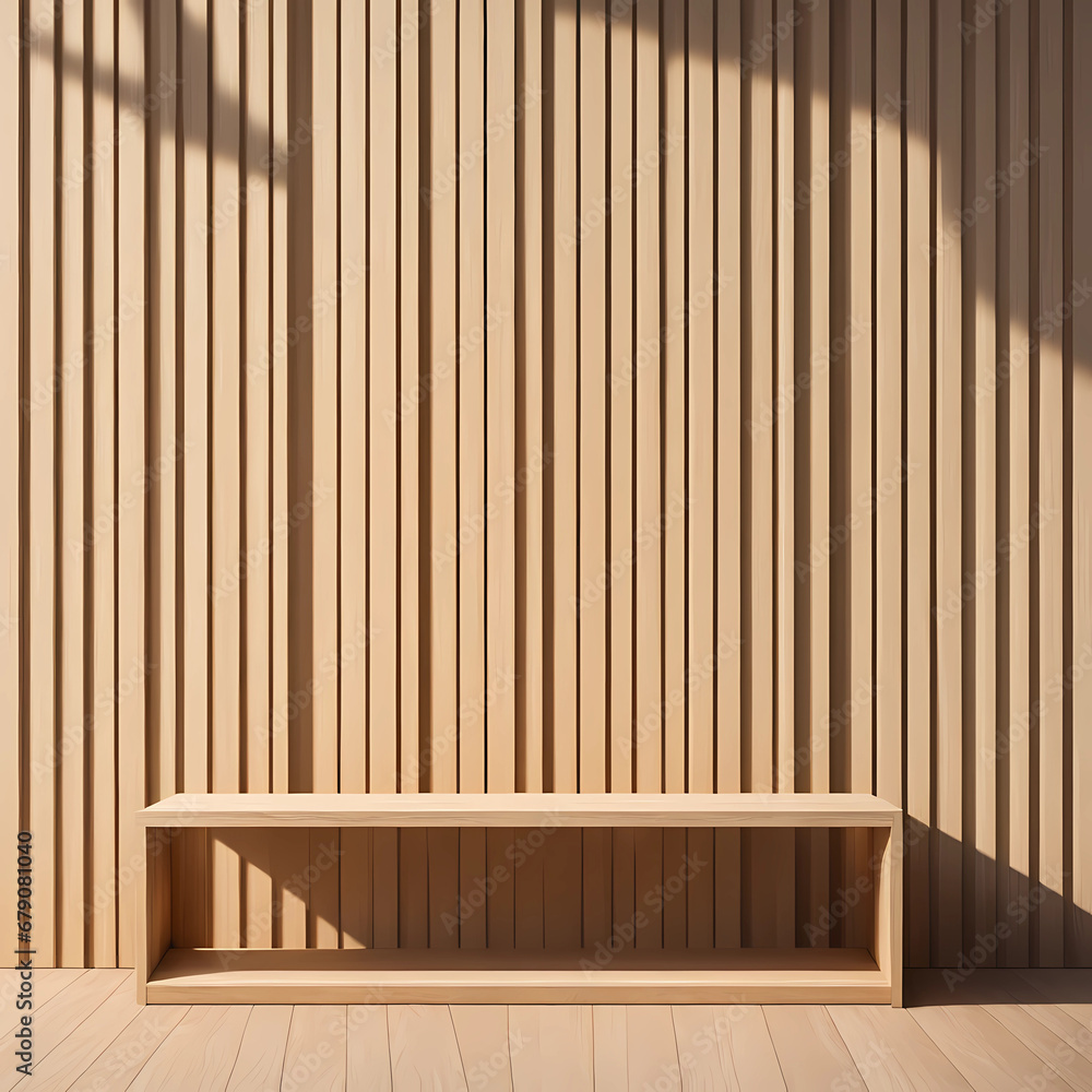 empty wooden product stand on the beige background empty wooden product stand on the beige background