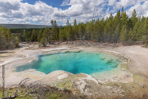 View of Emerald Spring in the Norris Geyser Basin in Yellowstone National Park