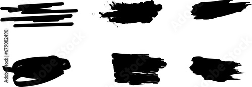 Highlighter Brush Set Hand Drawn Black Highlight Marker Stripes. Highlighter line black marker strokes lines. Highlighter underline scribbles. Paint pen handdrawn strokes. Vector illustration grunge
