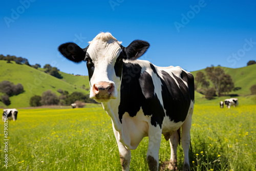 Tranquil Cow with Identification Tag in Pastoral Cattle Farm Setting
