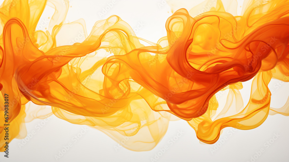 Yellow and orange Ink swirling in water