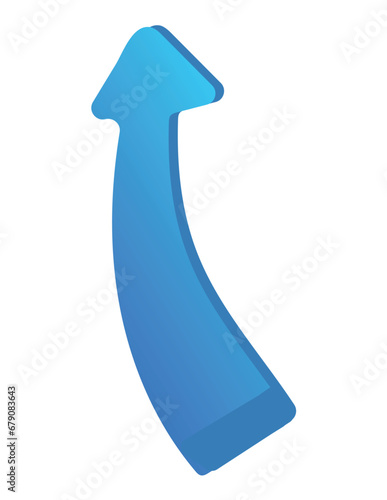 Blue arrow in cartoon style. Focal point with this 3D-style element of set, presenting a bold blue arrow and a shadow for added realism. Vector illustration.