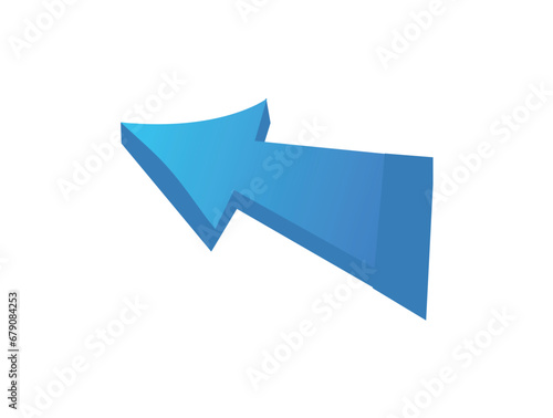 Blue arrow in cartoon style. This 3D-style element of set feature a blue arrow and shadow that emphasize direction and purpose. Vector illustration.