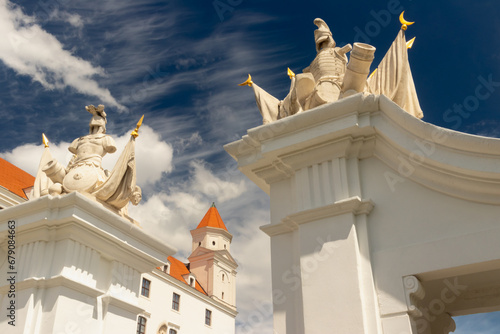 Photography Statue of a roman soldier right in front of the Bratislava Castle, Slovakia