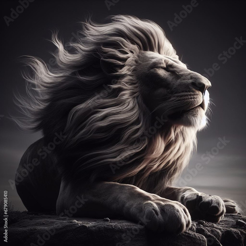 Portrait of a lion. Male lion