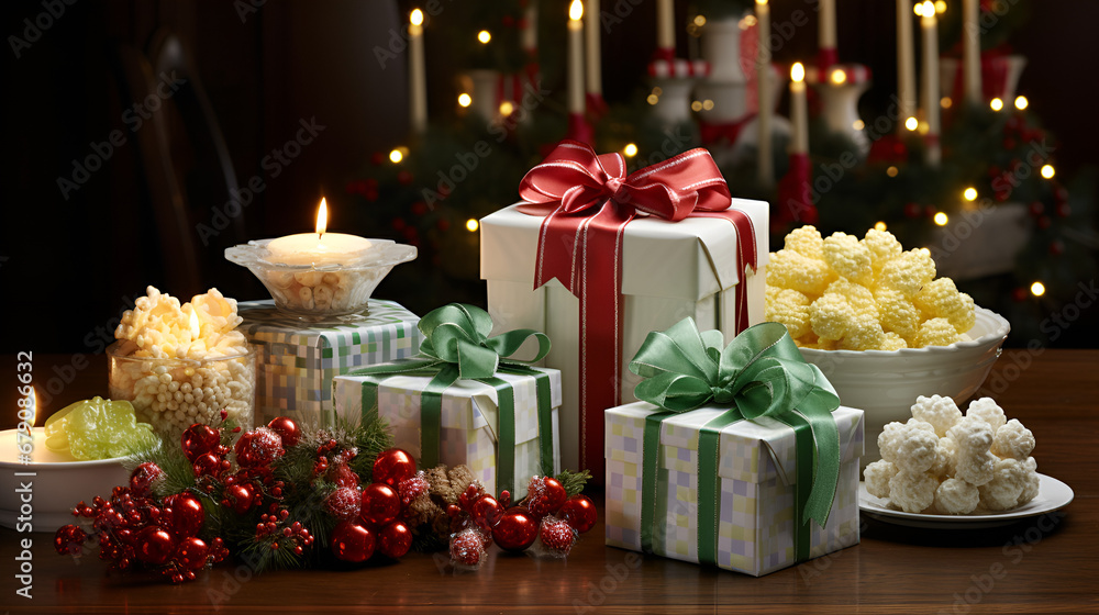 christmas gifts and candles, christmas gift box, christmas boxes, 