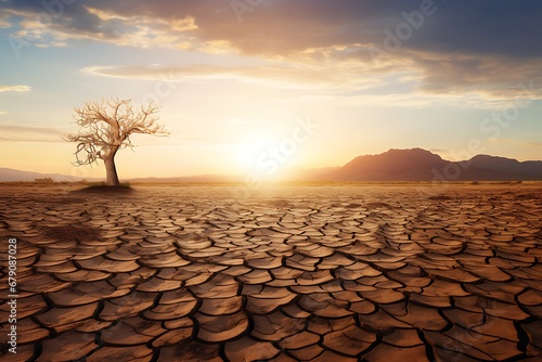 The impact of global warming in a desert. Desertification