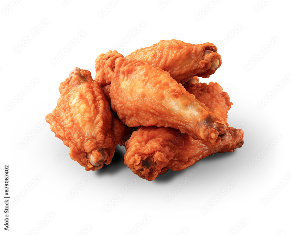 Fried chicken wings isolated on transparent background. Generative AI Fried chicken wings isolated on transparent background. Generative AI
