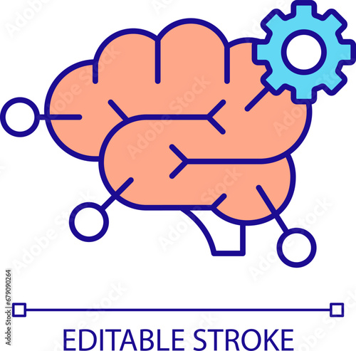 2D simple editable cognitivism icon representing learning theories, isolated vector, thin line illustration.
