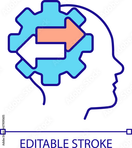 2D customizable behaviorism icon representing learning theories, isolated vector, thin line illustration.