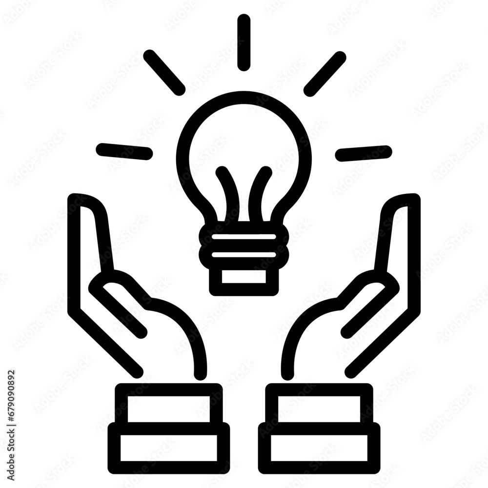 Light bulb between hands symbol. Editable Pixel perfect stroke line vector icon set. Education and science icons. School, student, homework and education concept. Light bulb between hands symbol. Editable Pixel perfect stroke line vector icon set. Education and science icons. School, student, homework and education concept.