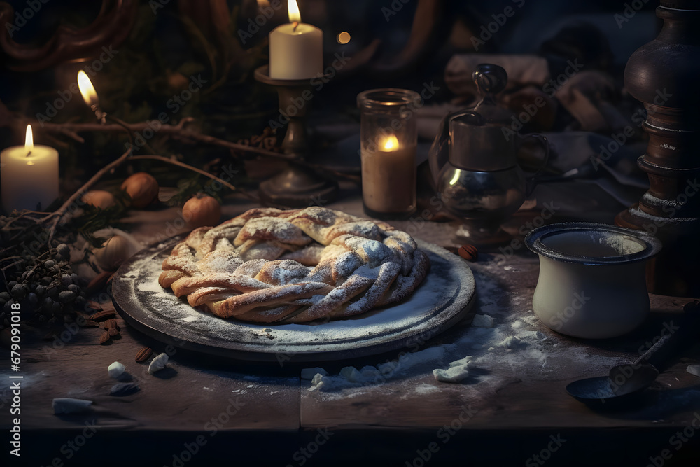 Baking Almond kringle, christmas season Baking Almond kringle, christmas season