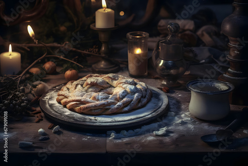Baking Almond kringle, christmas season