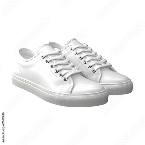 Pure white fitted women's sneakers on transparent background, white background, isolated, icon material, vector illustration