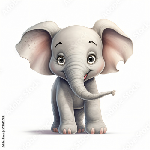 Cute elephant animal illustration cartoon isolated on white background
