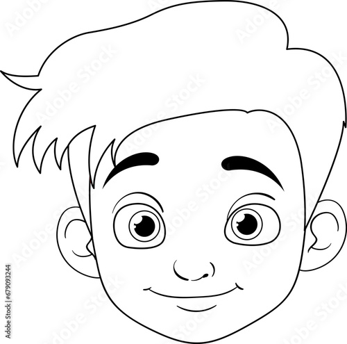 Handsome Boy with Doodle Outline Illustration