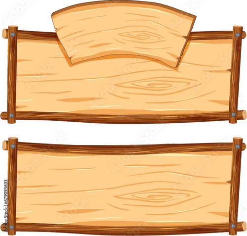 Wooden Frame Banner Set for Vector Illustrations