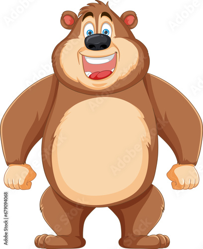 Cheerful Happy Bear Cartoon Character