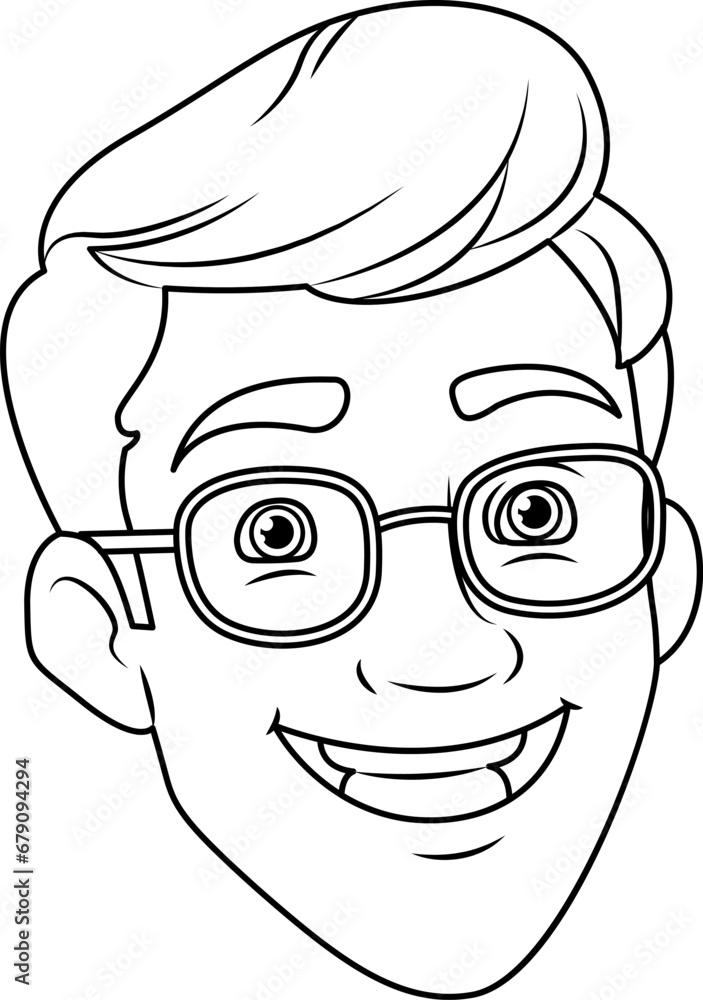 Man wearing glasses smiling head Man wearing glasses smiling head