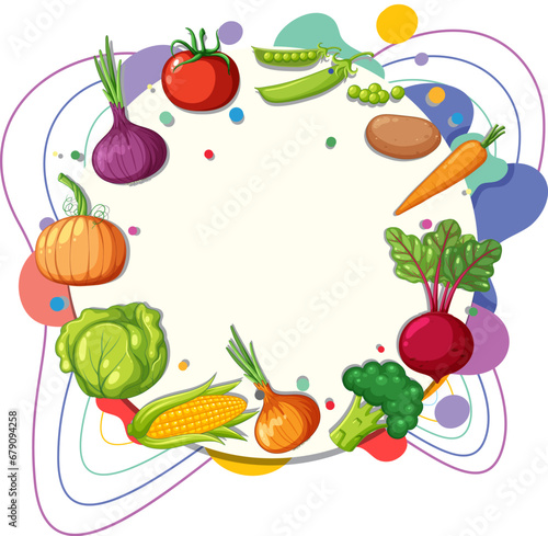 Colorful Fruit Border Circle Template for Banner