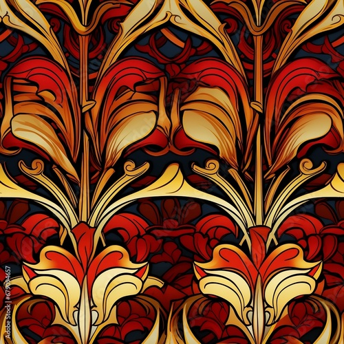 seamless floral pattern in art nouveau style. Generated ai