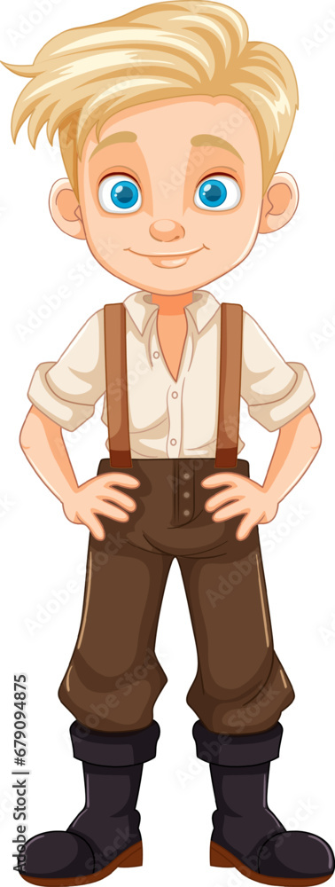 Handsome Farmer Boy Cartoon: Isolated Cartoon Character Handsome Farmer Boy Cartoon: Isolated Cartoon Character