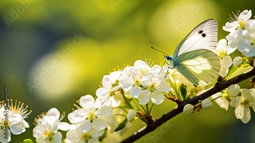 Butterfly on a white flower.