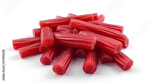 Red licorice candy isolated on white background photo
