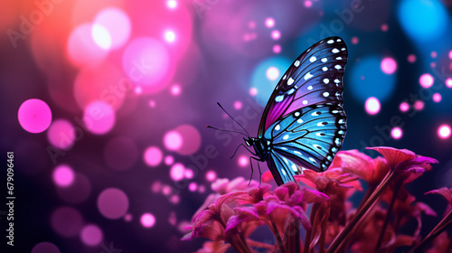 Butterfly on pink flower