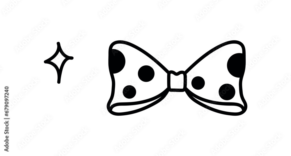 Element of circus set in black line style. In this captivating illustration, where a black and white design of circus is accentuated by a whimsical bow. Vector illustration. Element of circus set in black line style. In this captivating illustration, where a black and white design of circus is accentuated by a whimsical bow. Vector illustration.