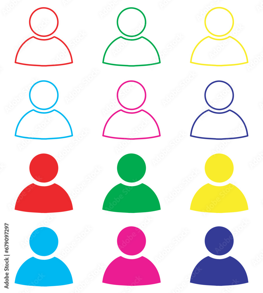 User icon vector. Profile icon sign symbol in trendy flat style. Set elements in colored icons. Profile vector icon illustration isolated on white background