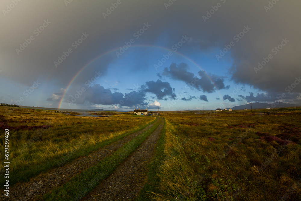 Scottish Ilands double rainbow over house Scottish Ilands double rainbow over house